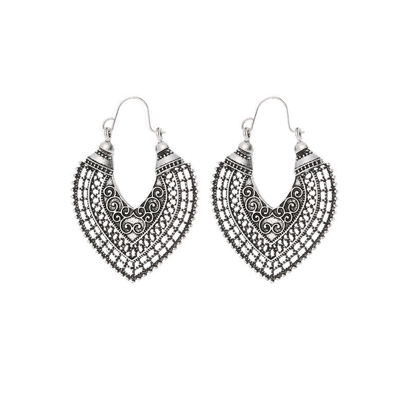 Wholesale Bohemian Metal Hollow Flower Earrings